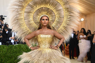 Iman at the Metropolitan Museum of Art's Costume Institute benefit gala in New York, Sept. 13, 2021. (Nina Westervelt/The New York Times)