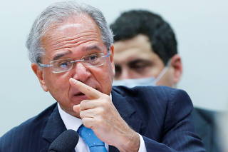 Brazil's Economy Minister Paulo Guedes speaks at the Chamber of Deputies, in Brasilia