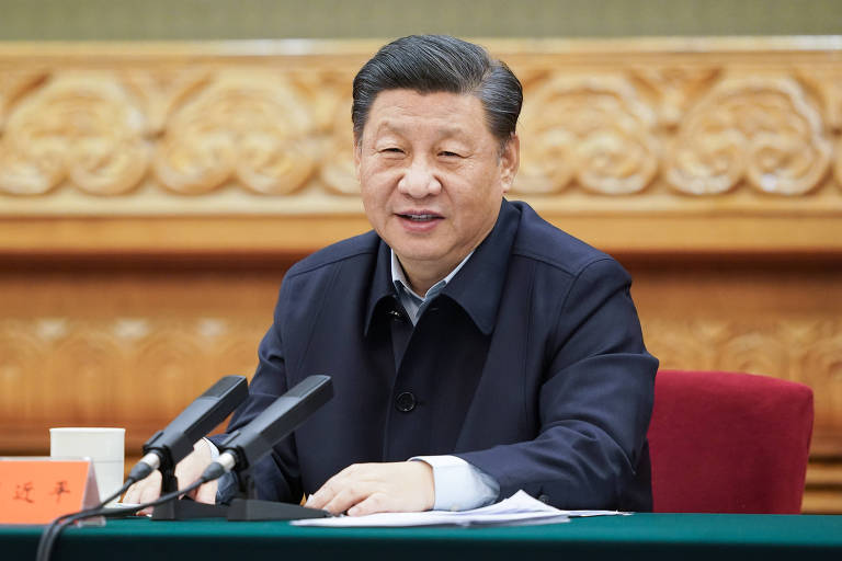 O líder da China, Xi Jinping, durante reunião sobre a Iniciativa do Cinturão e Rota, em Pequim