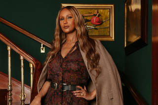Iman, wearing Ralph Lauren, at the Polo Bar in Manhattan, Oct. 26, 2021. (Gioncarlo Valentine/The New York Times)