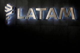 FILE PHOTO: LATAM airlines logo, is seen inside of the Commodore Arturo Merino Benitez International Airport in Santiago