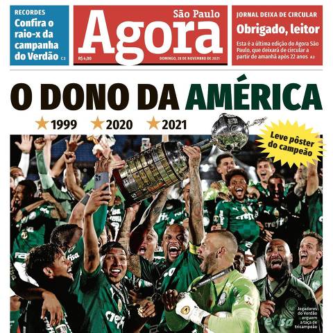 Fac-símile da capa do jornal Agora São Paulo