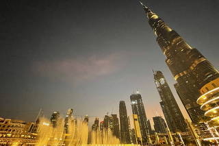 General view of the Burj Khalifa and the downtown skyline in Dubai