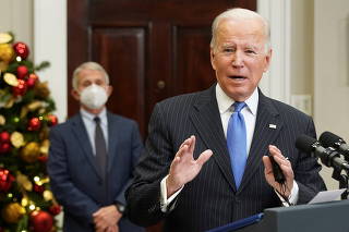 U.S. President Biden gives an update on the Omicron variant in Washington