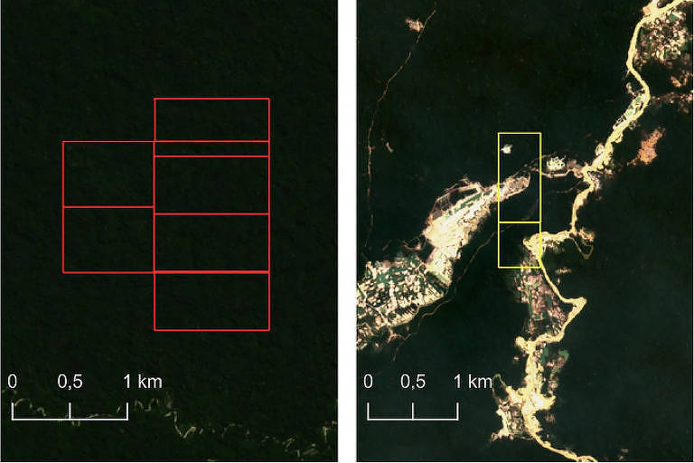 imagem de satélite reproduzida do estudo Legalidade da produção de ouro no Brasil, da UFMG