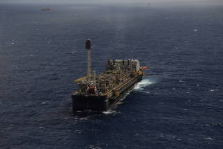 FILE PHOTO: Brazil's Petrobras P-66 oil rig in the offshore Santos basin is seen in Rio de Janeiro