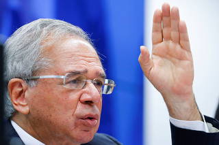 Brazil's Economy Minister Paulo Guedes speaks at the Chamber of Deputies, in Brasilia