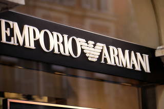 FILE PHOTO: Emporio Armani logo is seen in a shop in downtown Rome