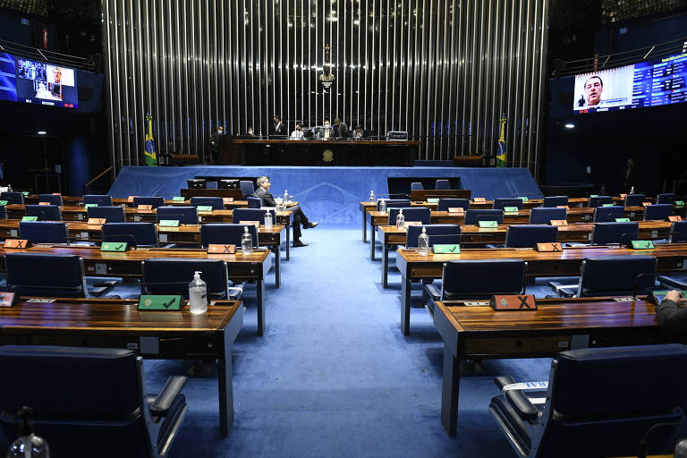  Plenário do Senado Federal nesta quinta (2) durante sessão deliberativa extraordinária semipresencial destinada a votar a PEC dos Precatórios