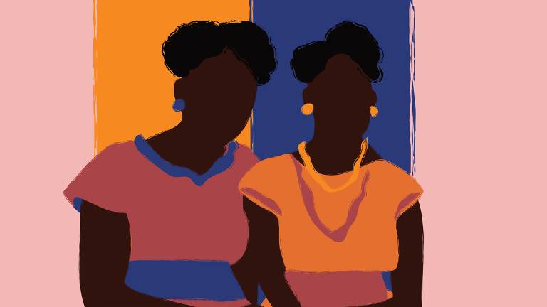 Ilustração que representa o retrato duas mulheres negras, uma ao lado da outra