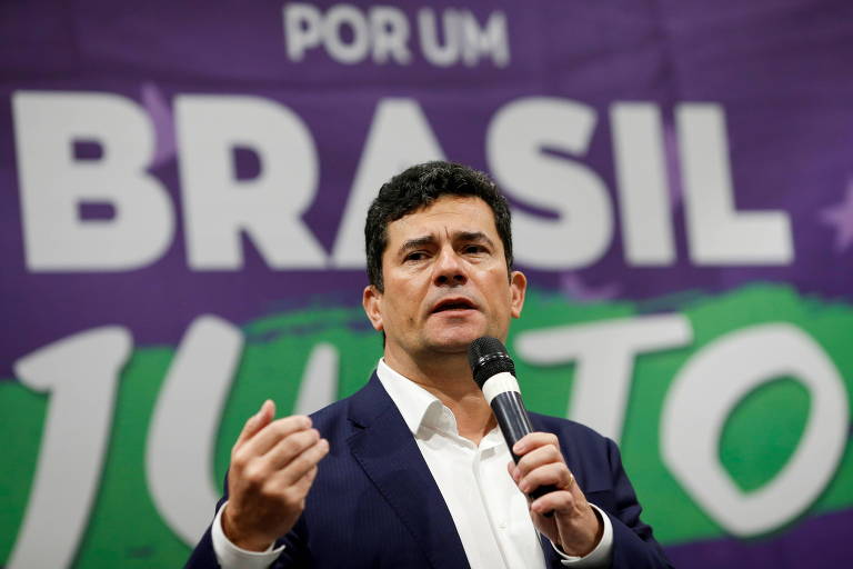 Sergio Moro em evento do Podemos, em Brasília, no último dia 25
