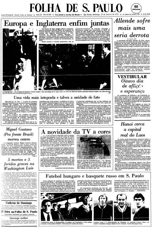 Primeira Página da Folha de 23 de janeiro de 1972