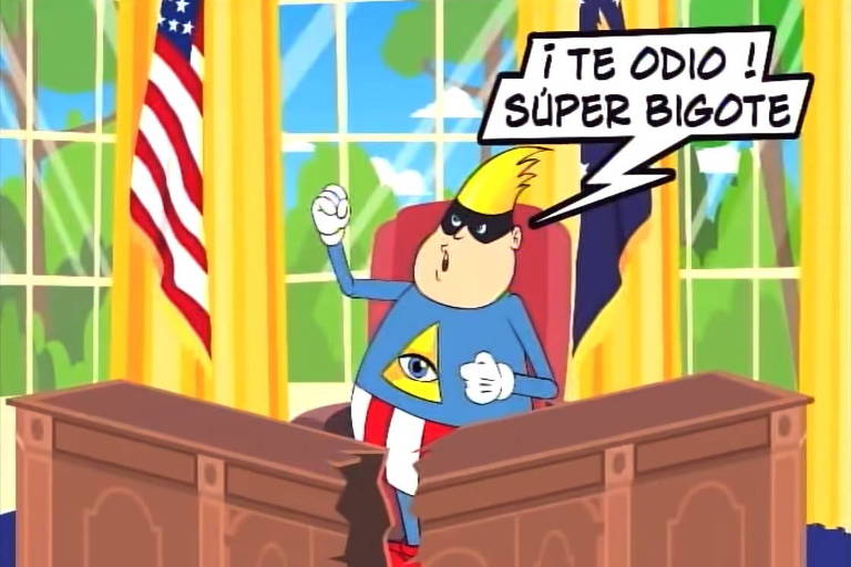 O vilão da animação Súper Bigote é o presidente dos EUA, que lembra Donald Trump 