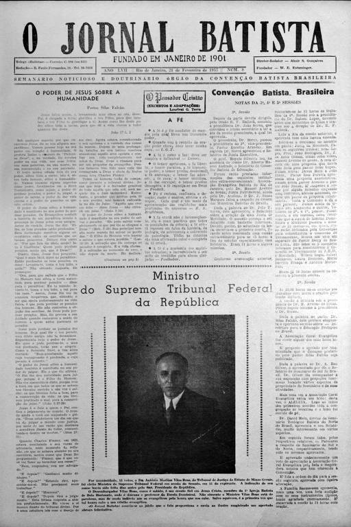 Capa de O Jornal Batista na edição que homenageia Antônio Martins Villas Boas