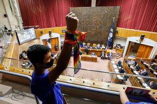 Chile's Senate vote for same-sex marriage bill during a session in Valparaiso