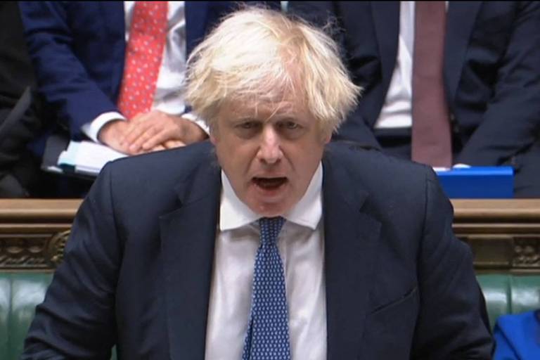 Boris Johnson no Parlamento nesta quarta-feira (8) 