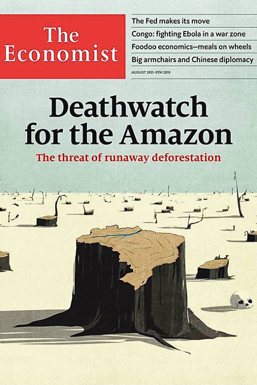 Editorial da The Economist, de agosto de 2019, diz que o Brasil tem o poder de salvar ou destruir o mundo e escreve que as políticas do governo Jair Bolsonaro aceleram o desmatamento da Amazônia