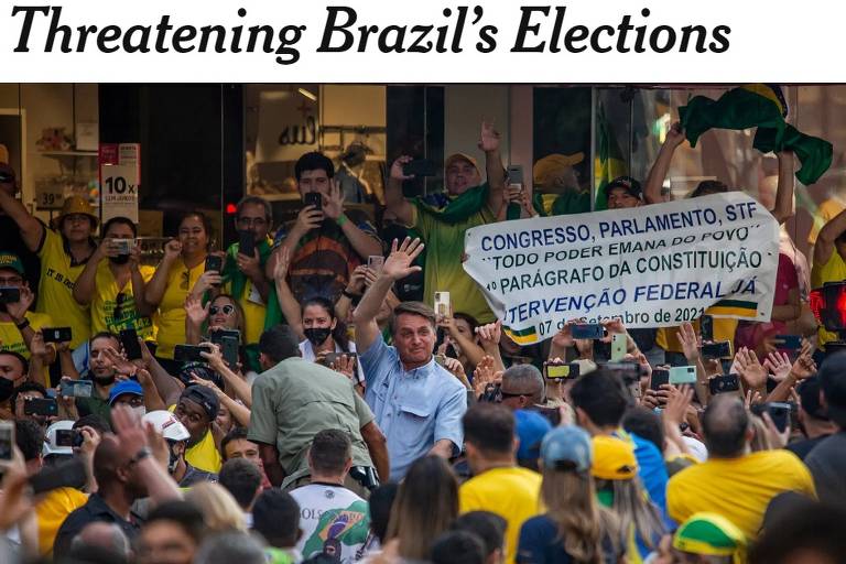 No New York Times, em novembro de 2021, a 'conexão Bolsonaro-Trump' ameaça as eleições no Brasil