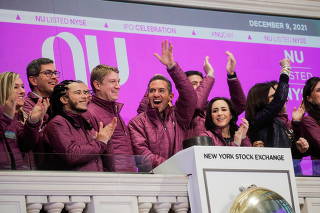 David Velez, Founder and CEO of Nubank rings the opening bell at the New York Stock Exchange