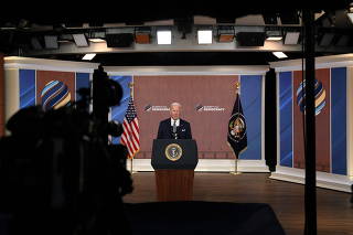 U.S. President Joe Biden delivers closing remarks at the State Department's virtual Summit for Democracy from the White House in Washington