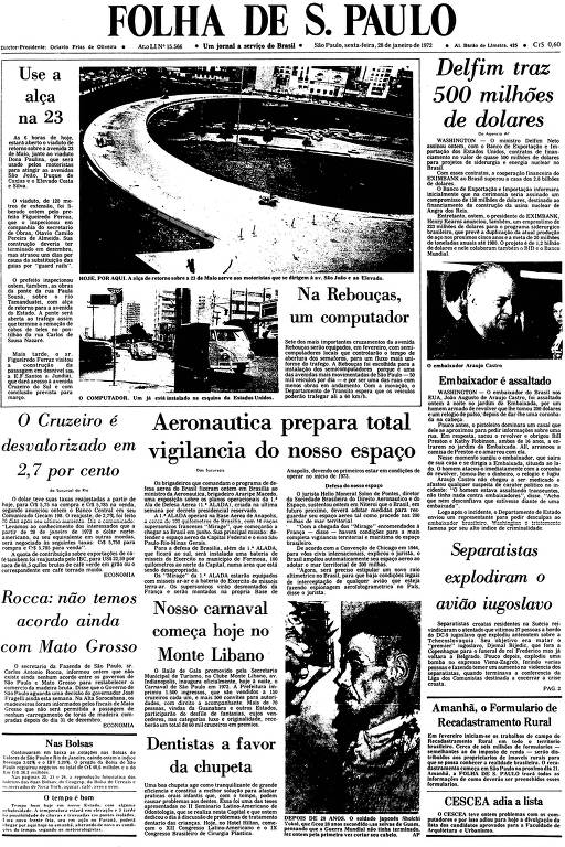 Primeira Página da Folha de 28 de janeiro de 1972