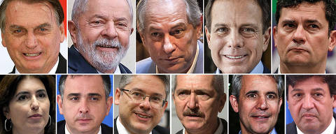 BRASILIA, DF,  BRASIL,  24-11-2021, 12h00: Os presidentes do Brasil, Jair Bolsonaro,  (Foto: Pedro Ladeira/Folhapress, PODER)//////Paris, 17 de novembro de 2021. O ex-presidente brasileiro Luiz In·cio Lula da Silva (PT) Foto: Lula no Facebook/////Diadema, , BRASIL, 12-11-2021:  Ex-ministro Ciro Gomes  (Foto: Eduardo Knapp/ Folhapress, PODER).////// Joao Doria (PSDB-SP) durante entrevista no Placio dos Bandeirantes. Doria  disputa previas  neste domingo para tentar ser candidato a presidente  (Foto: Eduardo Knapp/ Folhapress, PODER)////// SÈrgio Moro (Foto: Pedro Ladeira/Folhapress, PODER)///// Simone Tebet (MDB-MS) presidente do CCJ Foto: Rodrigo Viana / Senado Federal Foto: Pedro FranÁa/AgÍncia Senado/////Rodrigo Pacheco (Photo by EVARISTO SA / AFP)  Alessandro Vieira (Cidadania-SE), durante entrevista ? Folha em seu gabinete, no senado federal. (Foto: Pedro Ladeira/Folhapress, PODER)////Aldo Rebelo.( Foto: Ricardo Borges/UOL) /////Luiz Felipe d Avila, Foto: Zanone Fraissat - Folhapress / MONICA BERGAMO///// Luiz Henrique Mandetta. (Foto: Pedro Ladeira/Folhapress, PODER) ORG XMIT: AGEN2112071856928692