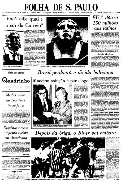 Primeira Página da Folha de 5 de fevereiro de 1972