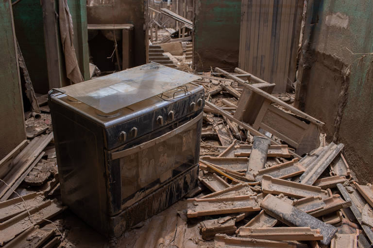 Casas destruídas pela enchente após a chuva na cidade de Nova Alegria, interior do estado da Bahia. O temporal que atingiu o sul baiano deixou estragos, vítimas fatais e milhares de desabrigados
