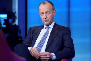 New elected chairman of the German Christian Democratic Party (CDU), Friedrich Merz, attends a tv recording in Berlin