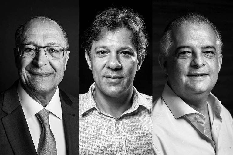 Da esquerda para a direita Geraldo Alckmin, Fernando Haddad e Marcio França
