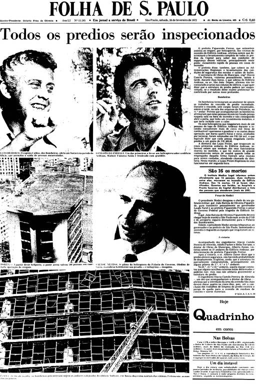 Primeira Página da Folha de 26 de fevereiro de 1972