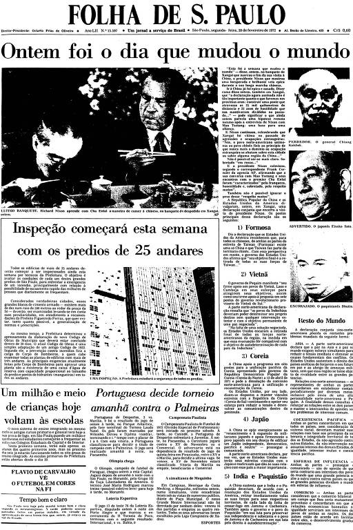 Primeira Página da Folha de 28 de fevereiro de 1972