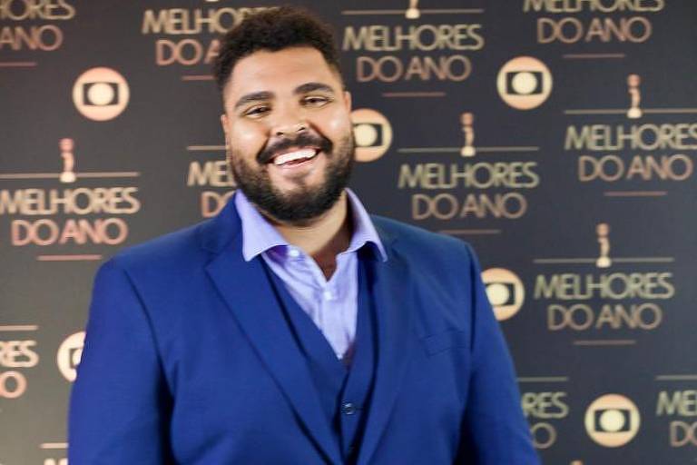 Paulo Vieira na gravação dos Melhores do Ano do Domingão, nos Estúdios Globo