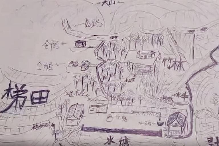 Li Jingwei compartilhou o mapa da vila onde foi raptado aos 4 anos