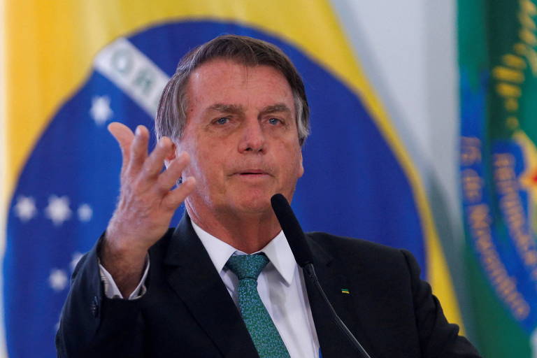 O presidente Bolsonaro durante cerimônia no Planalto