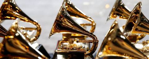 FILE PHOTO: 60th Annual Grammy Awards ? Show ? New York, U.S., 28/01/2018 ? Grammy Awards trophies are displayed backstage during the pre-telecast. REUTERS/Carlo Allegri/File Photo ORG XMIT: FW1
