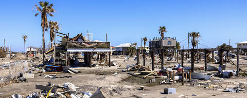 Grand Isle, EUA. 26/09/2021. Casas destruvådas pelo furacÄûo Ida na cidade Grand Isle, na costa da Luisiana. (Foto: Lalo de Almeida/ Folhapress ). MUNDO. ***EXCLUSIVO FOLHA*** ORG XMIT: AGEN2110262228197459