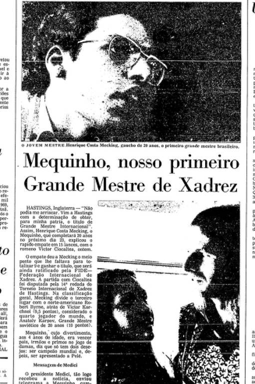 Folha corrige erros cometidos há 50 anos sobre o enxadrista Mequinho