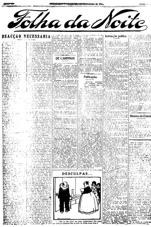 Primeira Página da Folha da Noite de 25 de fevereiro de 1922