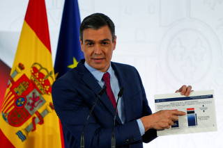 Spanish Prime Minister Pedro Sanchez holds a news conference, in Madrid