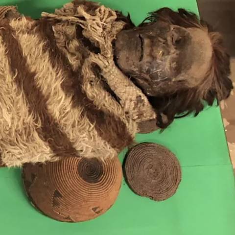 Uma das múmias de 2.000 anos encontradas em San Juan, na Argentina