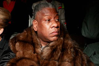 FILE PHOTO: Vogue Editor At Large Andre Leon Talley sits on the front row before the Tibi Fall 2010 collection during New York Fashion Week