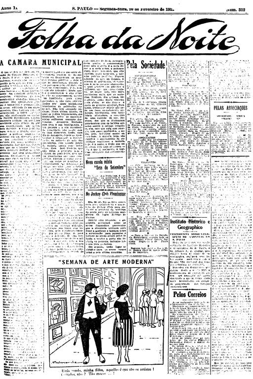 Primeira Página da Folha da Noite de 20 de fevereiro de 1922
