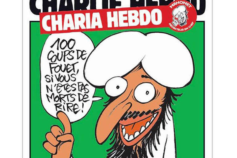 Capa do jornal 'Charlie Hebdo' satirizou o profeta Maomé com a frase '100 chicotadas se você não está morto de rir'