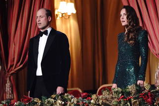 Britain's Prince William and Catherine attend Royal Variety Performance in London