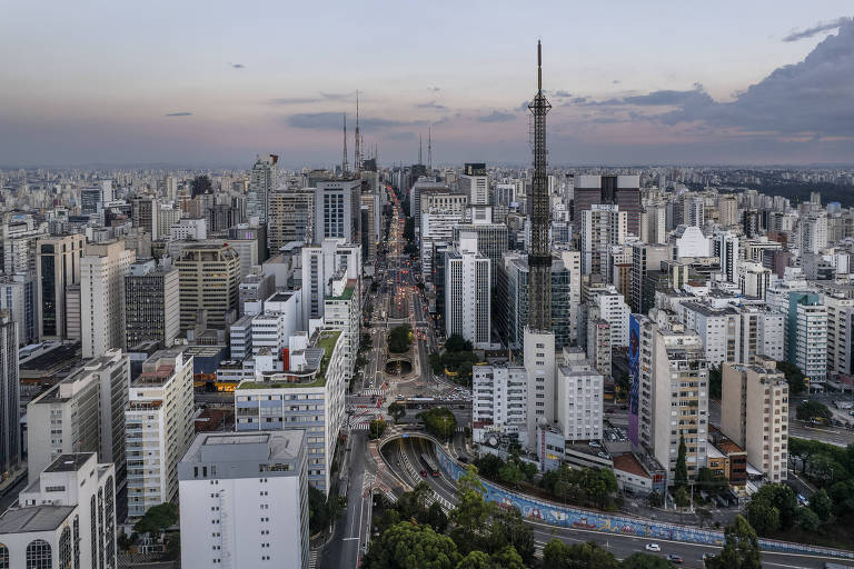 Vista aérea da região da avenida Paulista, perto da rua da Consolação, na região central de São Paulo