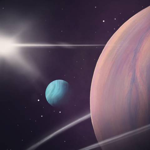 Concepção artística da exolua Kepler-1708 b-i orbitando um planeta similar a Júpiter