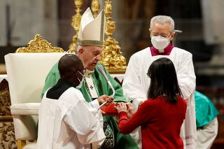 Pope Francis celebrates Holy Mass in St. Peter's Basilica to mark the Sunday of the Word of God