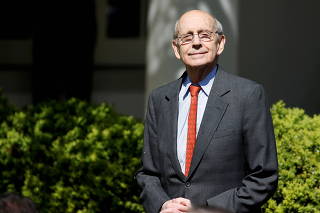 FILE PHOTO: Associate Supreme Court Justice Stephen Breyer arrives for the swearing in ceremony of Judge Neil Gorsuch as an Associate Supreme Court Justice in the Rose Garden of the White House in Washington