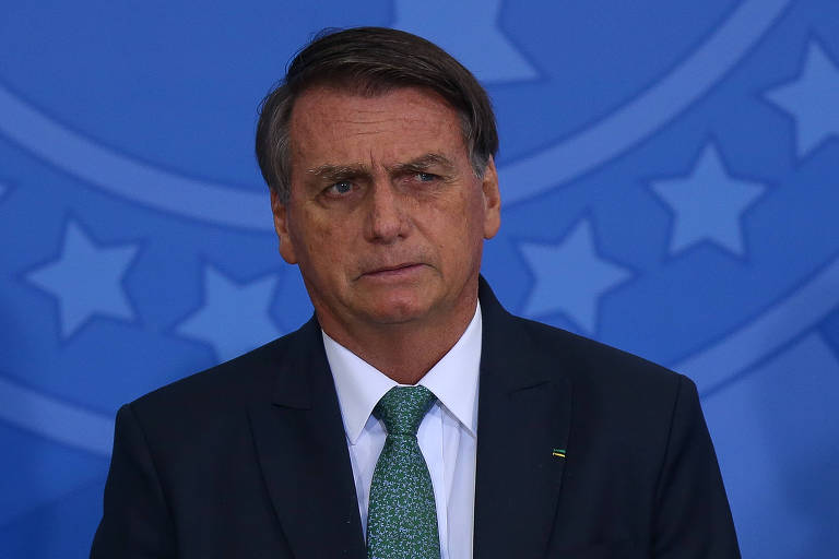 O presidente Jair Bolsonaro durante cerimônia de lançamento do Programa Nacional de Prestação de Serviço Civil Voluntário, no Palácio do Planalto